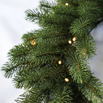 Couronne de Noël artificielle illuminée, lumières jaunes, 22-26 pouces / 55-70 CM, PVC