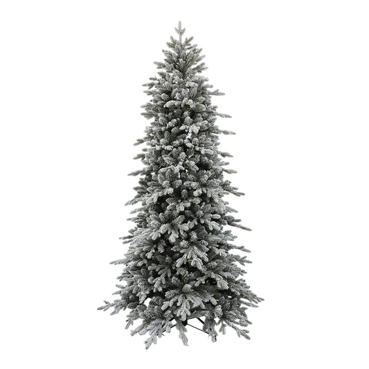 Sapin de Noël artificiel fin, blanc, floqué, support inclus, 5 à 10 pieds / 1,5 m - 3 m / PE PVC mélangé