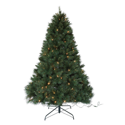 Artificial Full Christmas Tree, Green, Prelit, Includes Stand, 5-10 Feet / 1.5M - 3M / PE PVC Mixed