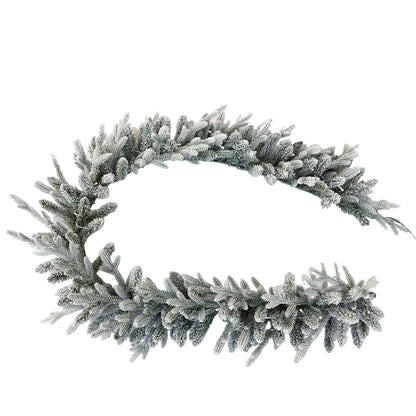 Guirlande de Noël artificielle pré-éclairée avec neige floquée, lumières blanches et jaunes, 22-26 pouces/55-70 CM, PVC