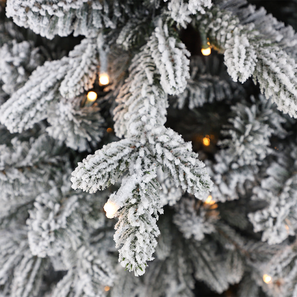 Sapin de Noël artificiel fin, blanc, floqué, support inclus, 5 à 10 pieds / 1,5 m - 3 m / PE PVC mélangé