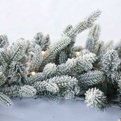 Guirlande de Noël artificielle pré-éclairée avec neige floquée, lumières blanches et jaunes, 22-26 pouces/55-70 CM, PVC