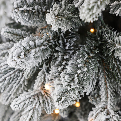 Sapin de Noël artificiel fin, blanc, floqué, support inclus, 5 à 10 pieds / 1,5 m - 3 m / PE PVC mélangé