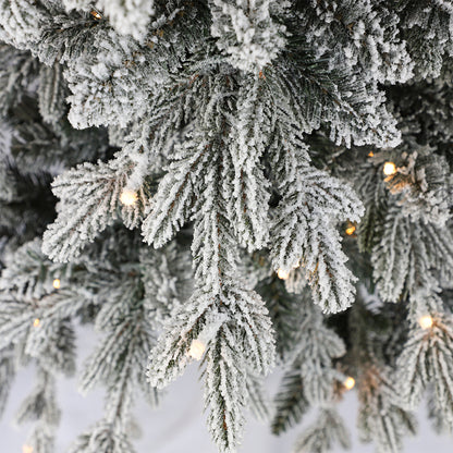 Sapin de Noël artificiel fin, blanc, floqué, support inclus, 5 à 10 pieds / 1,5 m - 3 m / PE PVC mélangé