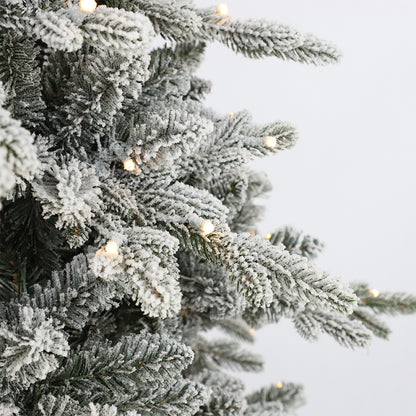 Sapin de Noël artificiel fin, blanc, floqué, support inclus, 5 à 10 pieds / 1,5 m - 3 m / PE PVC mélangé