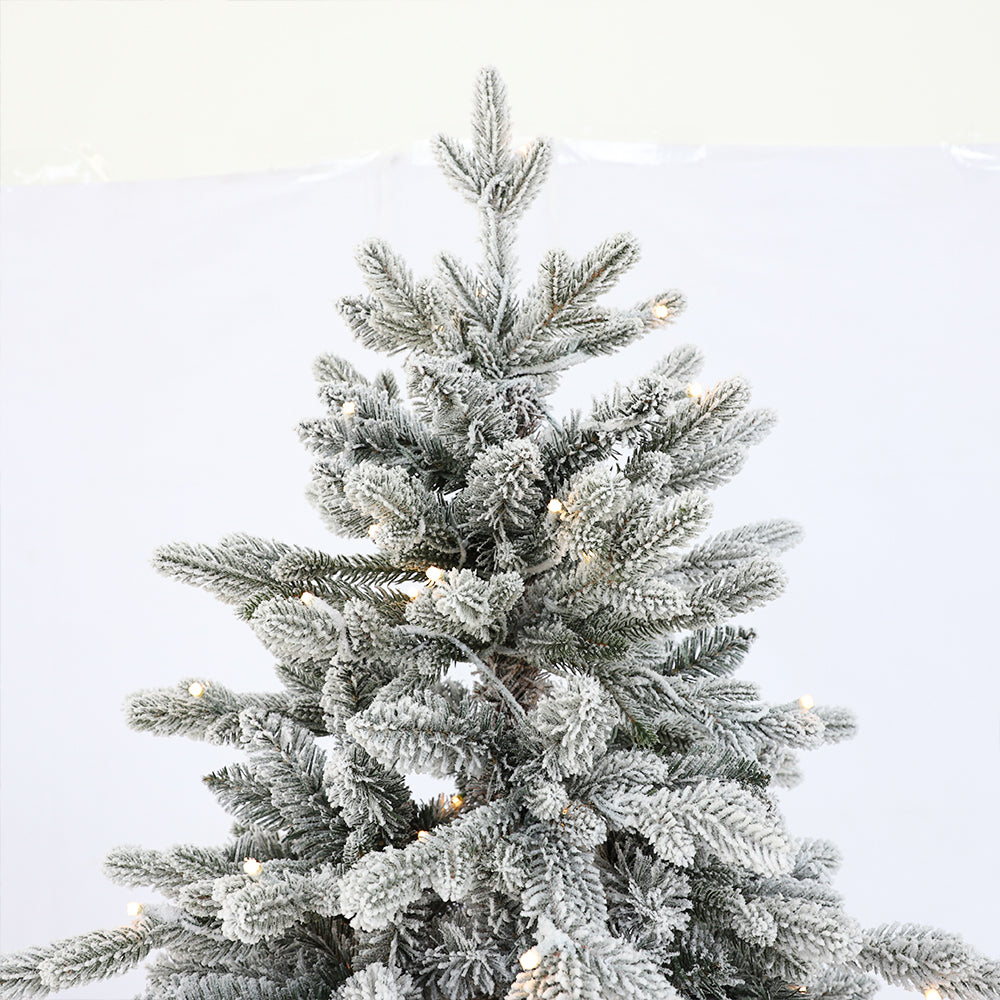 Artificial Slim Christmas Tree, White, Flocked, Includes Stand, 5-10 Feet / 1.5M - 3M / PE PVC Mixed