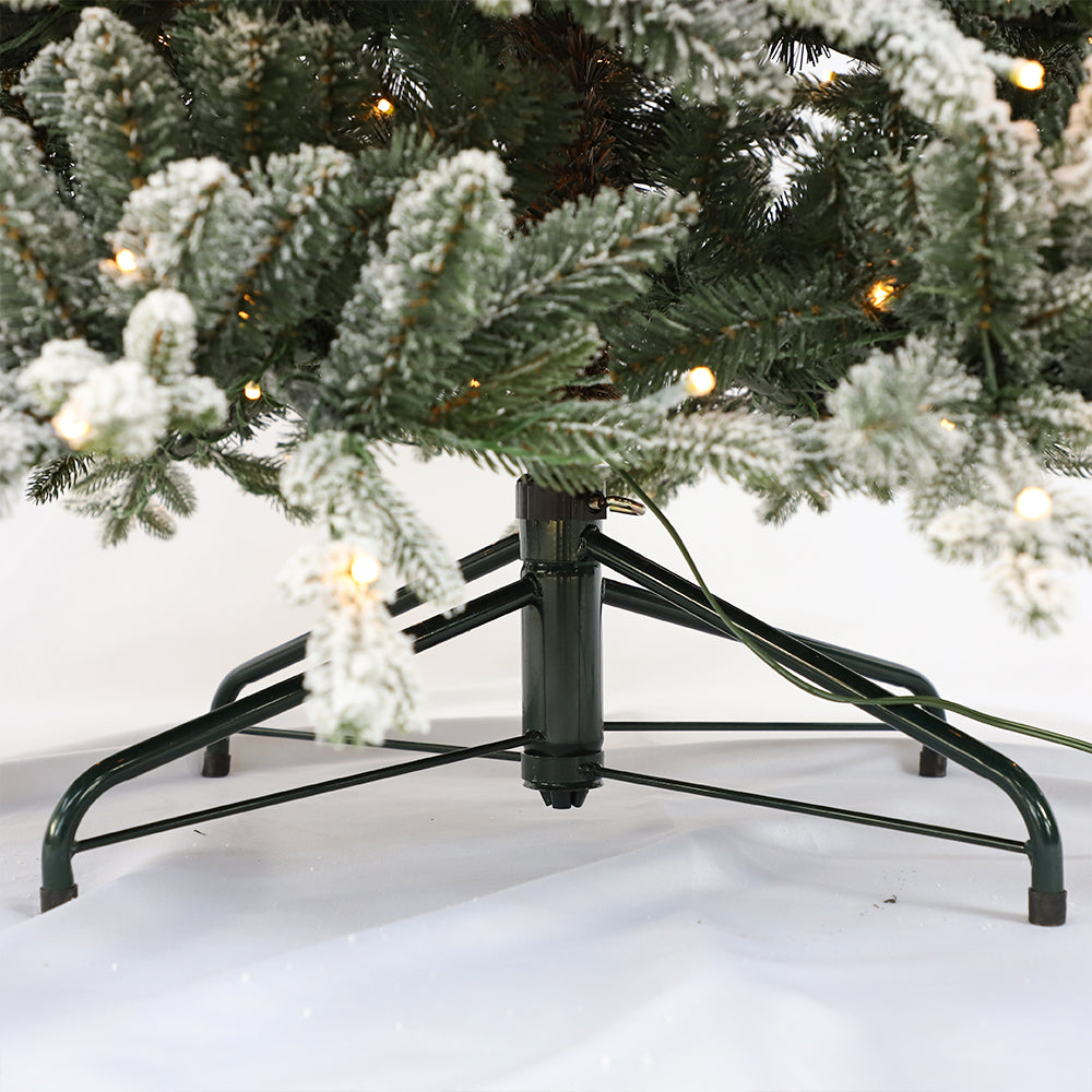 Sapin de Noël artificiel fin, blanc, floqué, support inclus, 5 à 10 pieds / 1,5 m - 3 m / PE PVC mélangé