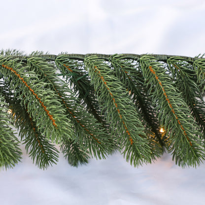 Guirlande de Noël artificielle pré-éclairée, lumières vertes et jaunes, 22-26 pouces/55-70 CM, PE PVC mélangé