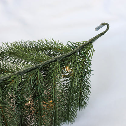 Guirlande de Noël artificielle pré-éclairée, lumières vertes et jaunes, 22-26 pouces/55-70 CM, PE PVC mélangé