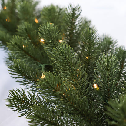Guirlande de Noël artificielle pré-éclairée, lumières vertes et jaunes, 22-26 pouces/55-70 CM, PE PVC mélangé